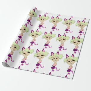 chibi catgirl wrapping paper