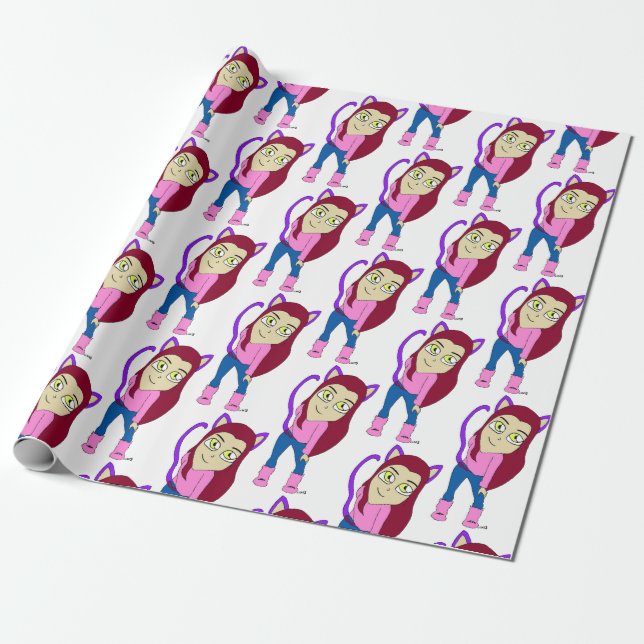 chibi catgirl  wrapping paper (Unrolled)