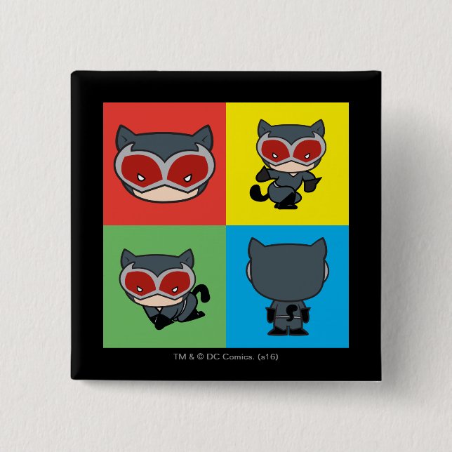 Chibi Catwoman Character Poses 2 Inch Square Button (Front)