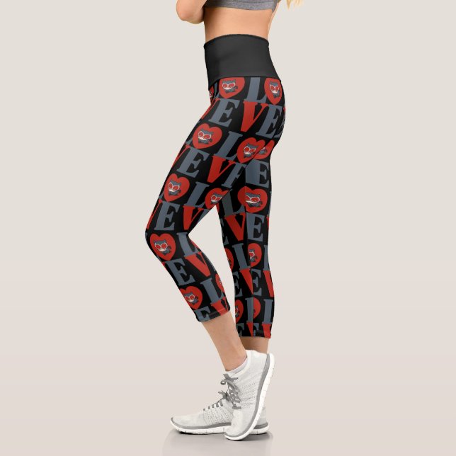 Chibi Catwoman LOVE Capri Leggings (Left)