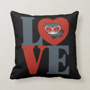 Chibi Catwoman LOVE Throw Pillow