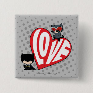 Chibi Catwoman Pounce on Batman 2 Inch Square Button