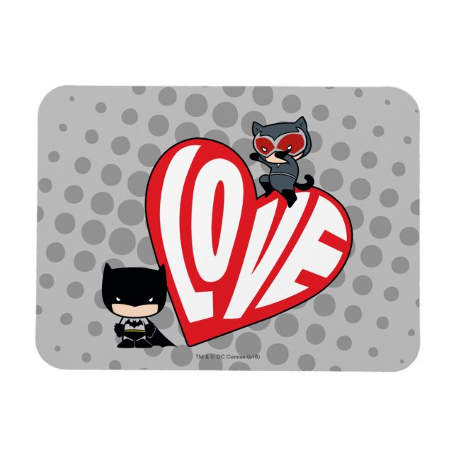 Chibi Catwoman Pounce on Batman Magnet (Horizontal)