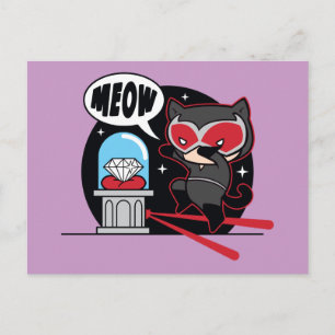 Chibi Catwoman Stealing A Diamond Postcard