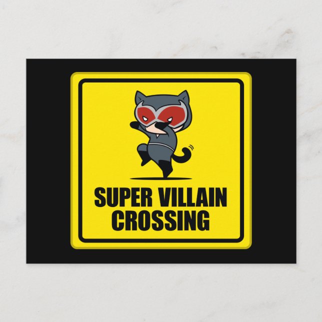 Chibi Catwoman Super Villain Crossing Sign Postcard (Front)