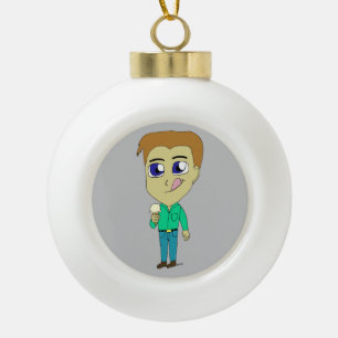 chibi   ceramic ball christmas ornament