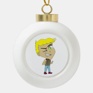 chibi ceramic ball christmas ornament