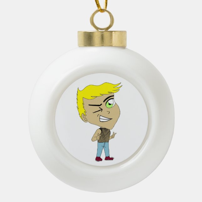 chibi     ceramic ball christmas ornament (Front)