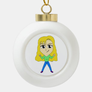 chibi     ceramic ball christmas ornament