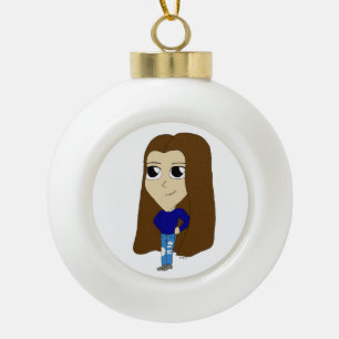 chibi      ceramic ball christmas ornament