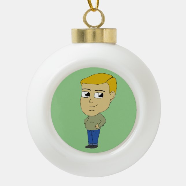 chibi      ceramic ball christmas ornament (Front)