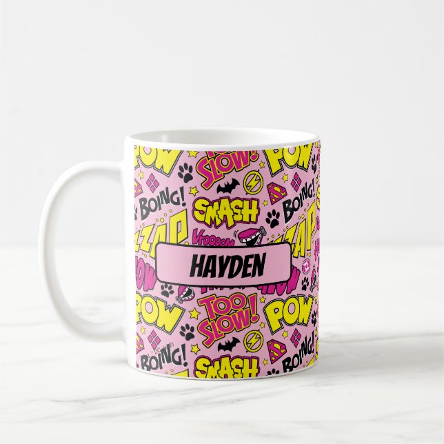 Chibi Comic Phrases and Logos Pattern Coffee Mug (Left)