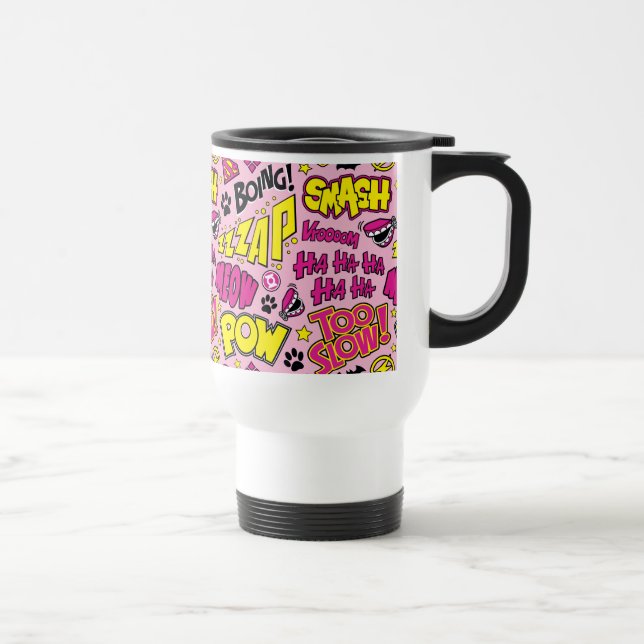 Chibi Comic Phrases and Logos Pattern Travel Mug (Right)