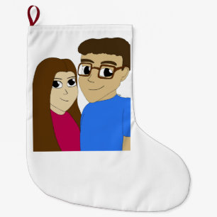 Chibi couple large christmas stocking