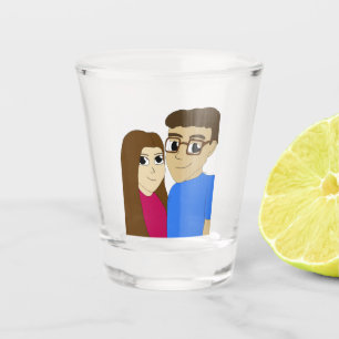 Chibi couple shot glass
