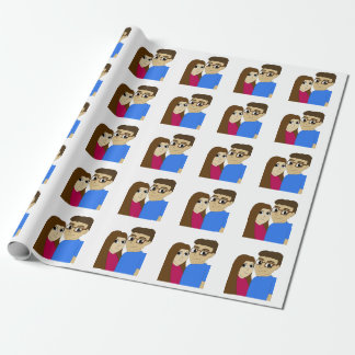 Chibi couple wrapping paper