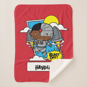 Chibi Cyborg Blast Off! Sherpa Blanket