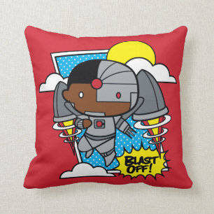 Chibi Cyborg Blast Off! Throw Pillow