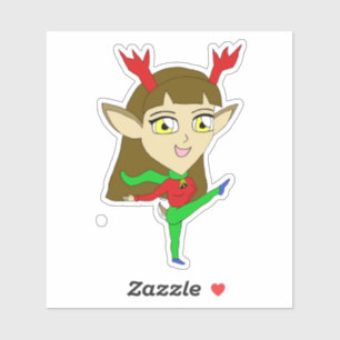 chibi dancing reindeer girl   