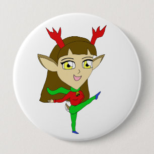 chibi dancing reindeer girl 4 inch round button