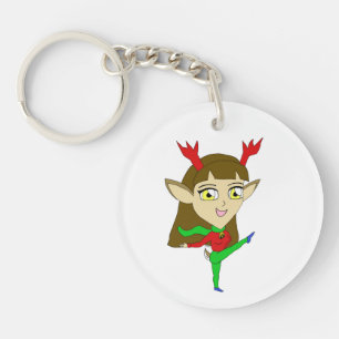 chibi dancing reindeer girl keychain