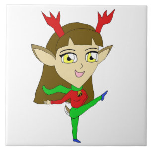 chibi dancing reindeer girl tile