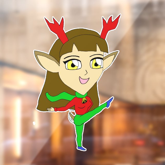 chibi dancing reindeer girl window cling (Sheet 2)