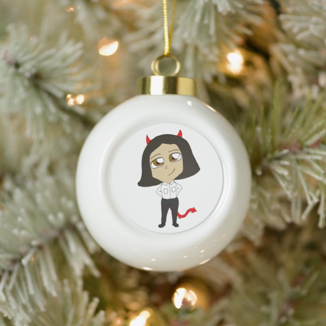 chibi devil girl ceramic ball christmas ornament (Tree)