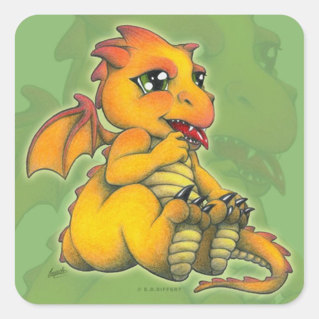Chibi Dragon Square Sticker (Front)