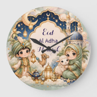 Chibi Eid Al Adha Mubarak Kids Muslim Large Clock