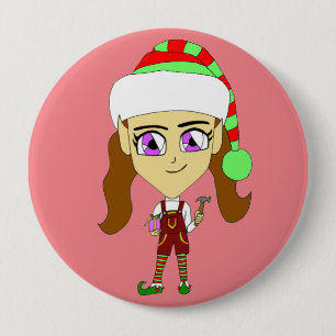 chibi elf  4 inch round button