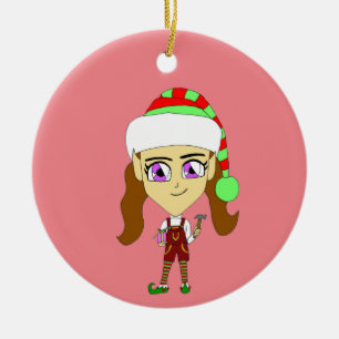 chibi elf    ceramic ornament