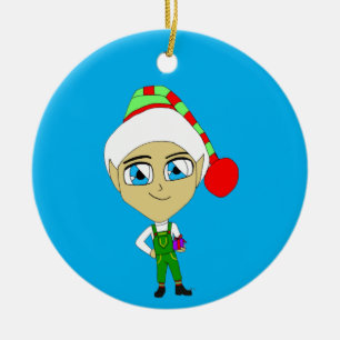 chibi elf ceramic ornament