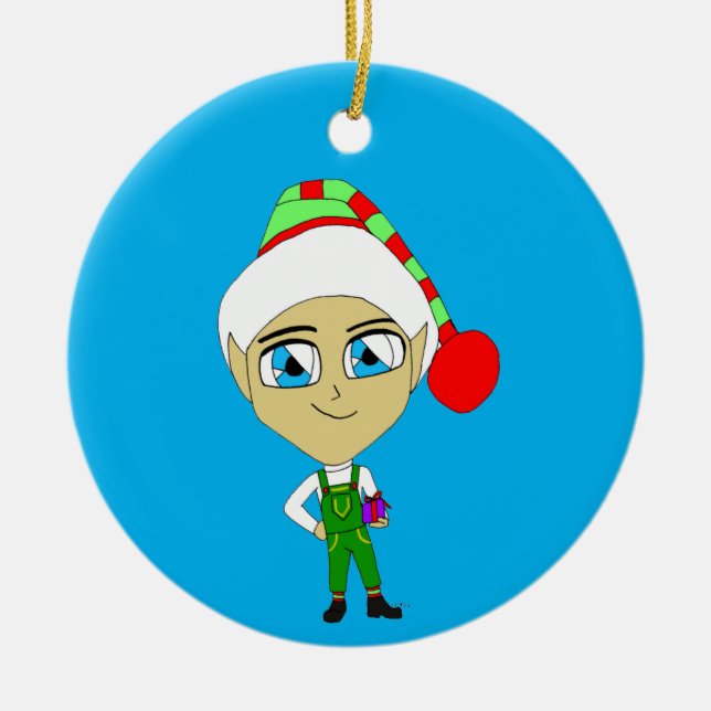 chibi elf    ceramic ornament (Front)