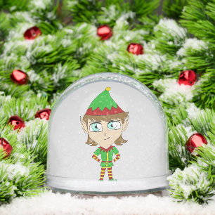 chibi elf ceramic ornament snowglobe