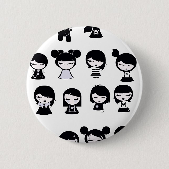 Chibi Emo Goth 2 Inch Round Button (Front)