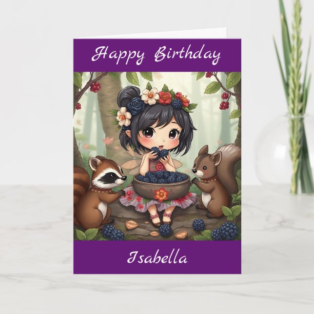 Chibi Fairy Birthday | Colouring page Card (Front)