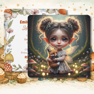 Chibi Fairy Girl and Baby Fox Girl's Birthday  Invitation