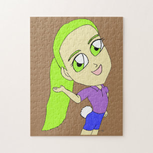 chibi fille avec lapin queue jigsaw puzzle