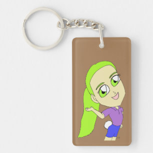 chibi fille avec un porte - clé de queue lapin