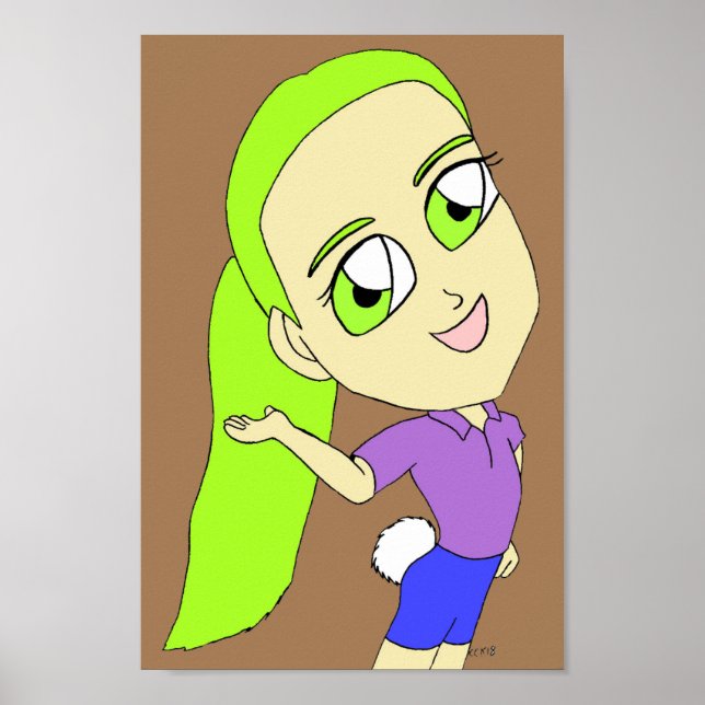 chibi fille avec une affiche de queue de lapin (Devant)