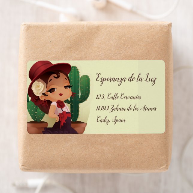 Chibi flamenco en espagnol casquette et cactus (En situation)