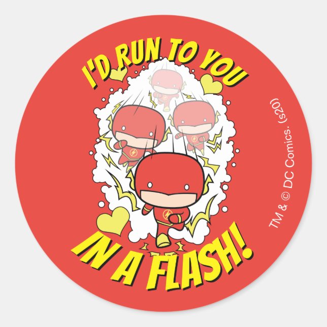 Chibi Flash - I'd Run To You In A Flash Valentine Classic Round Sticker (Front)