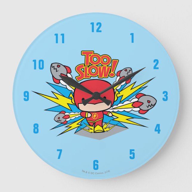 Chibi Flash Outrunning Rockets Large Clock (Front)