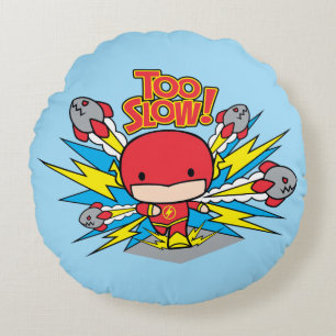 Chibi Flash Outrunning Rockets Round Pillow