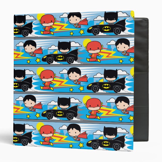 Chibi Flash, Superman, and Batman Racing Pattern Binder (Front/Inside)