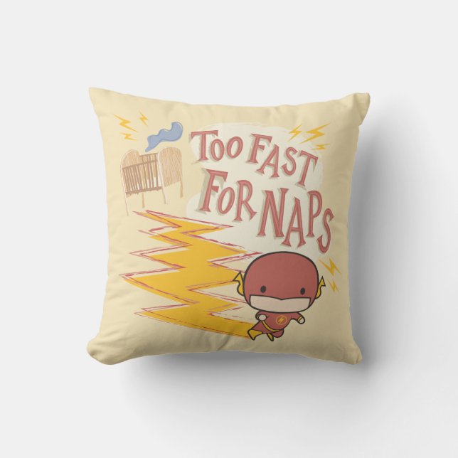Chibi Flash | Too Fast For Naps Throw Pillow (Front)