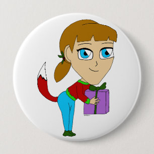 chibi foxy girl  4 inch round button