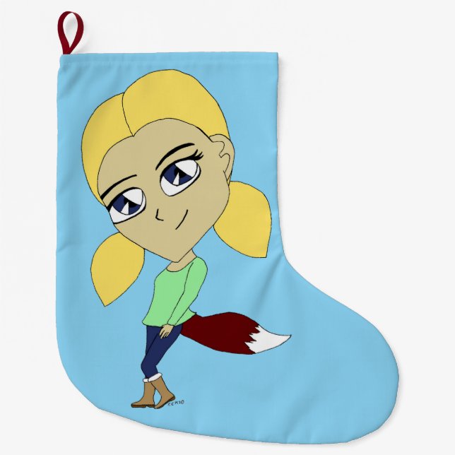 chibi foxy girl  large christmas stocking (Front)