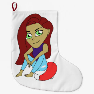 chibi foxy girl large christmas stocking